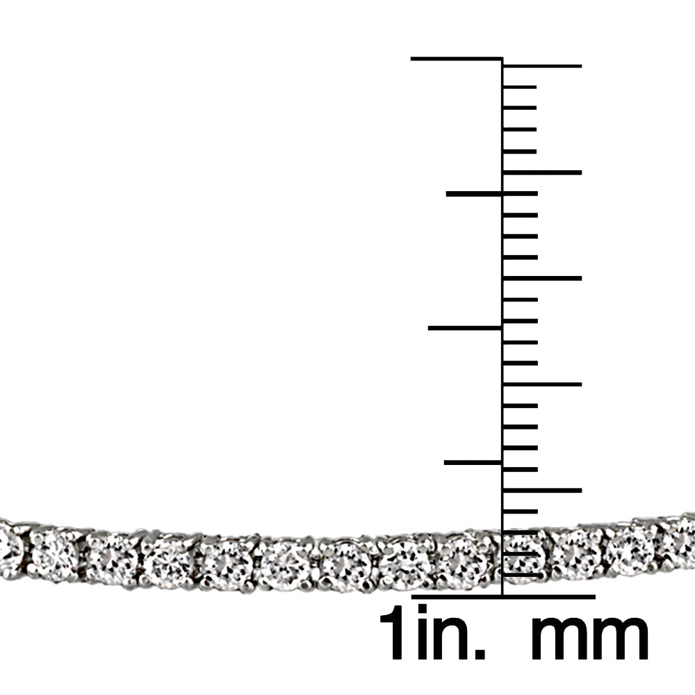 Platinum Plated Sterling Silver 100 Facets Cubic Zirconia Tennis Bracelet-4