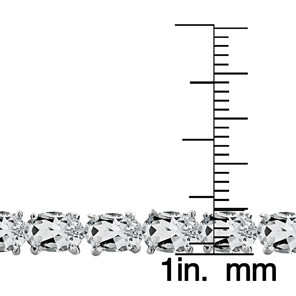 Sterling Silver 9ct Aquamarine 6x4mm Oval Tennis Bracelet-3
