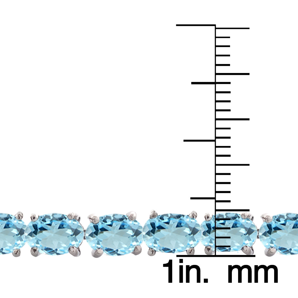 Sterling Silver 14.4ct Blue Topaz 6x4mm Oval Tennis Bracelet-3