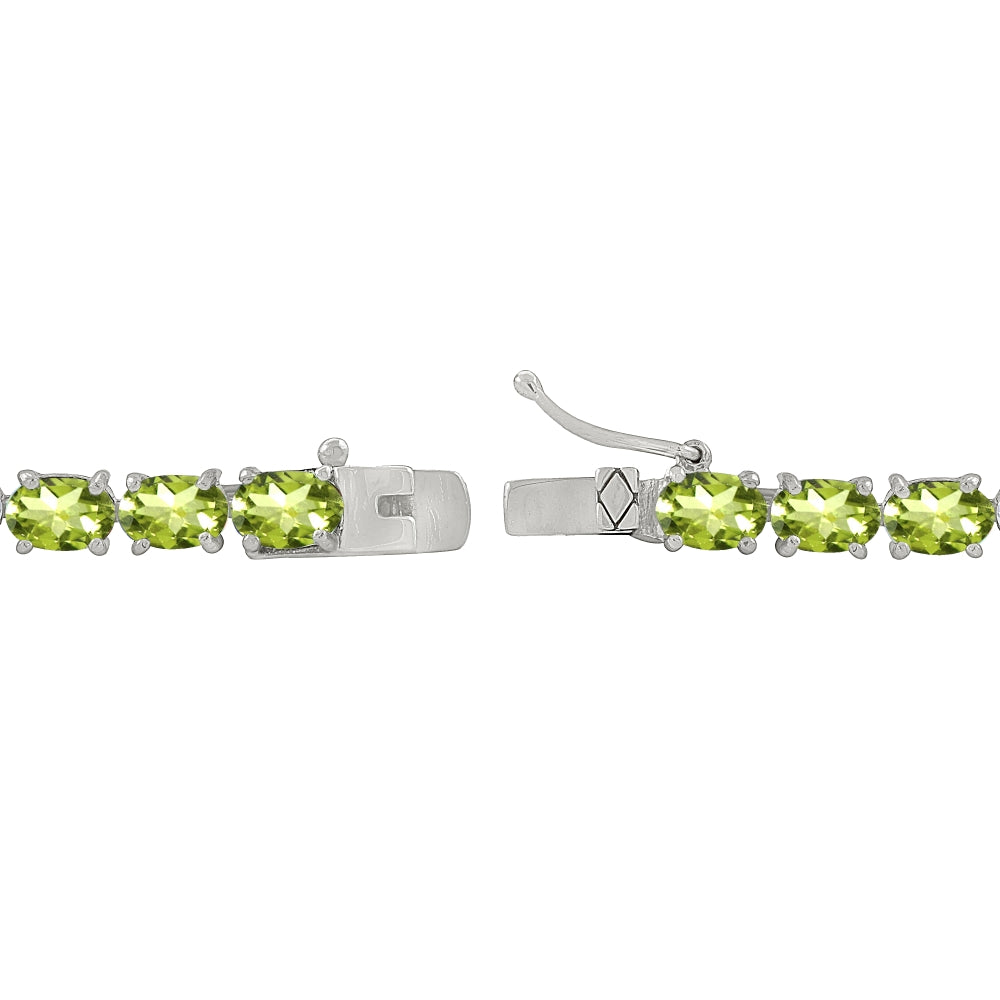 Sterling Silver 6X4mm Peridot Oval-cut Tennis Bracelet-2