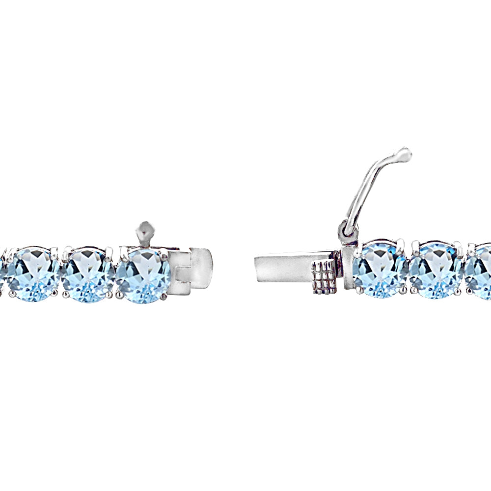 Sterling Silver 5mm Blue Topaz Round-cut Tennis Bracelet-2