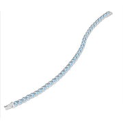 Sterling Silver 5mm Blue Topaz Round-cut Tennis Bracelet
