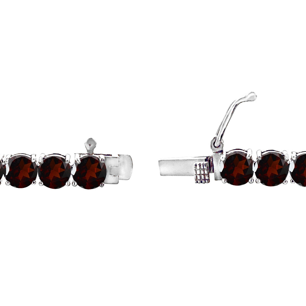Sterling Silver 5mm Garnet Round-cut Tennis Bracelet-2