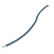 Sterling Silver 5mm London Blue Topaz Round-cut Tennis Bracelet