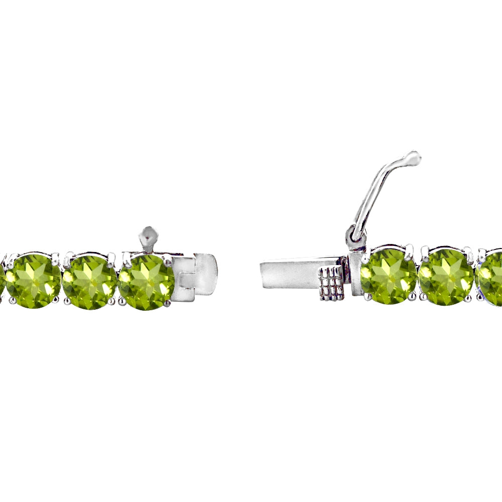 Sterling Silver 5mm Peridot Round-cut Tennis Bracelet-2