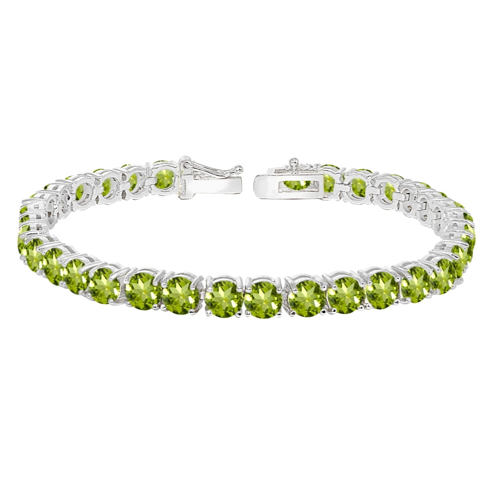 Sterling Silver 5mm Peridot Round-cut Tennis Bracelet-5