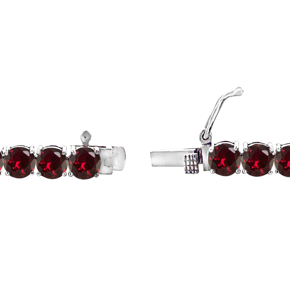 Sterling Silver 5mm Created Ruby Round-cut Tennis Bracelet-2