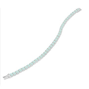 Sterling Silver 5mm Created White Opal Round-cut Tennis Bracelet