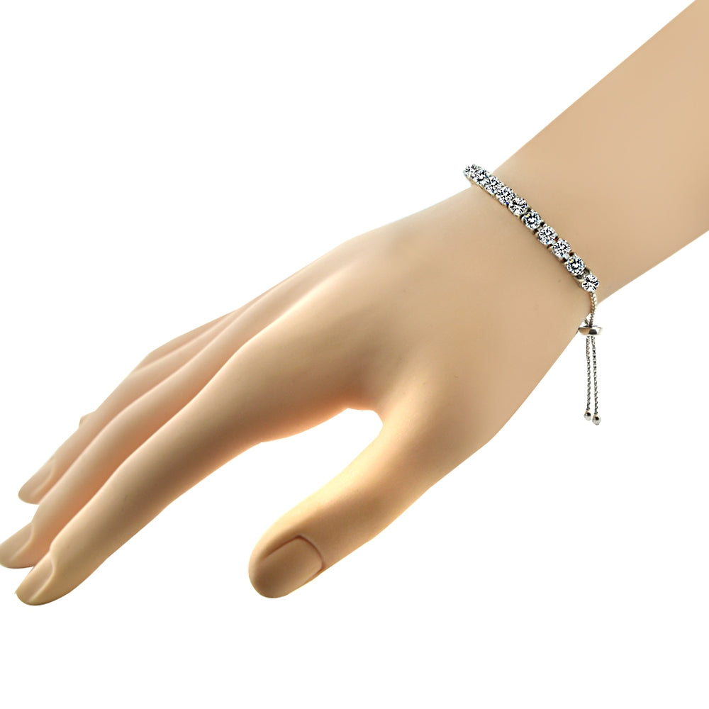 Sterling Silver Swarovski Elements Adjustable Bracelet-4
