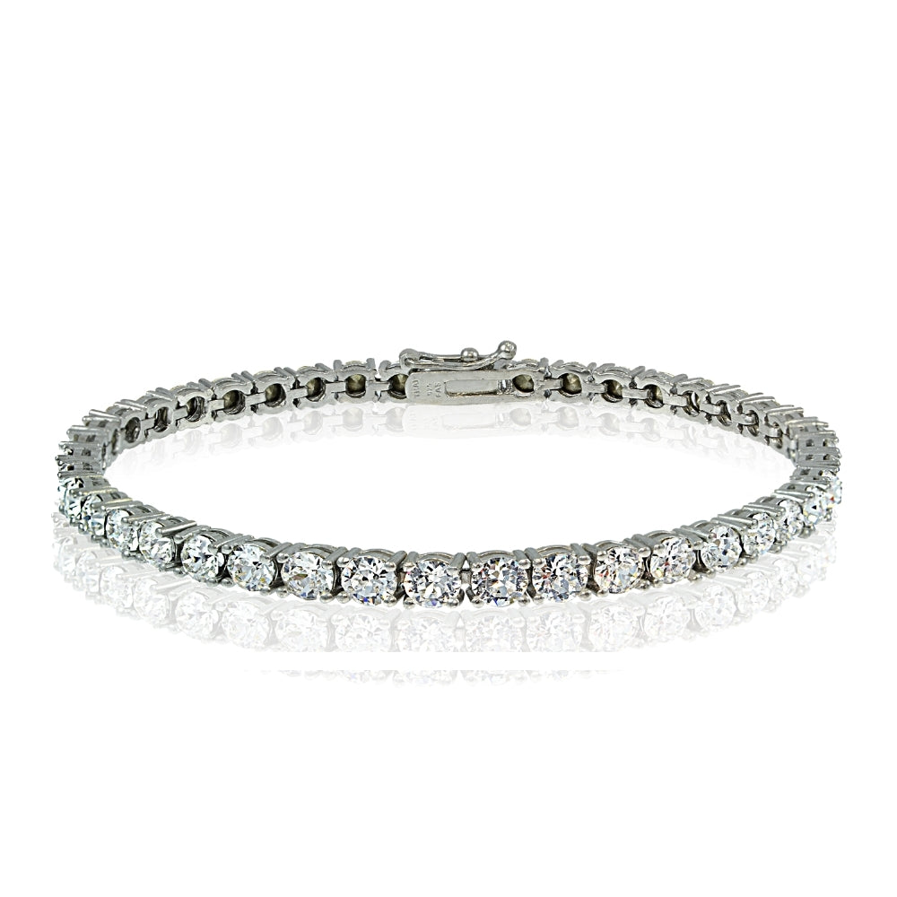 Sterling Silver 3mm Round Tennis Bracelet with Swarovski Elements