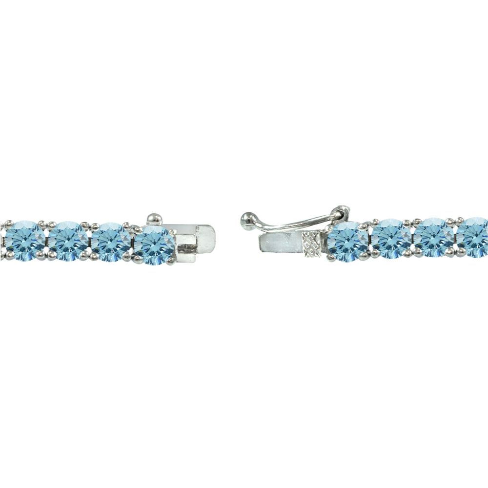 Sterling Silver Light Blue 4mm Round Tennis Bracelet Made with Swarovski Crystals-2