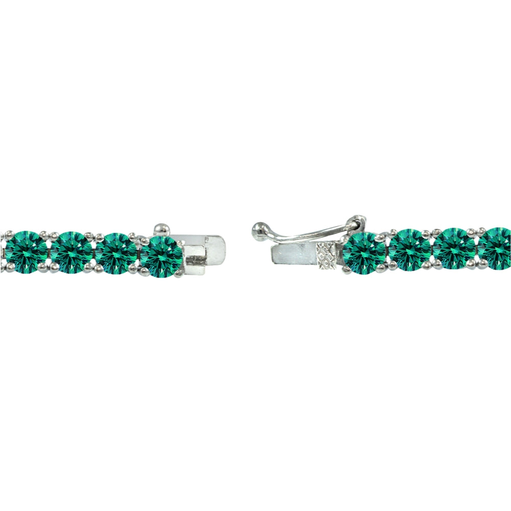 Sterling Silver Blue 4mm Round Tennis Bracelet Made with Swarovski Crystals-2