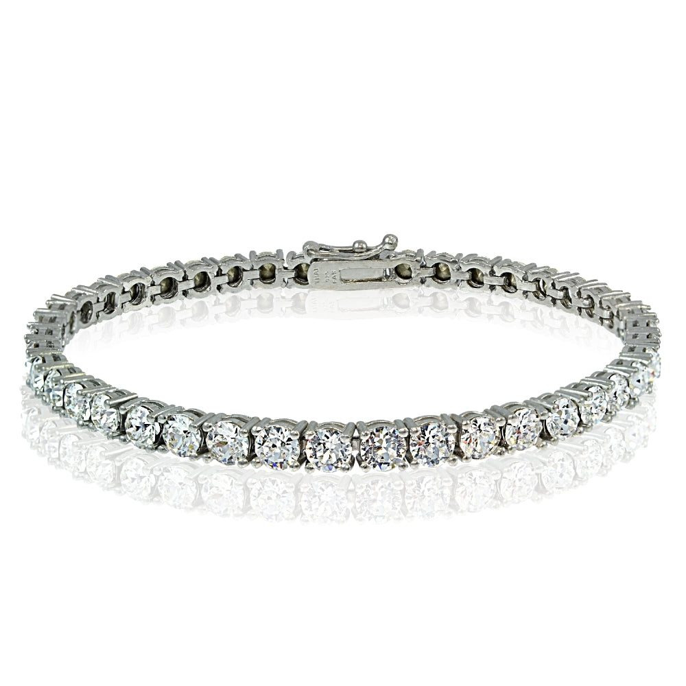 Sterling Silver 4mm Round Tennis Bracelet with Swarovski Elements