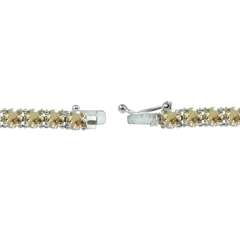Sterling Silver Golden Shadow 4mm Round Tennis Bracelet Made with Swarovski Crystals-2