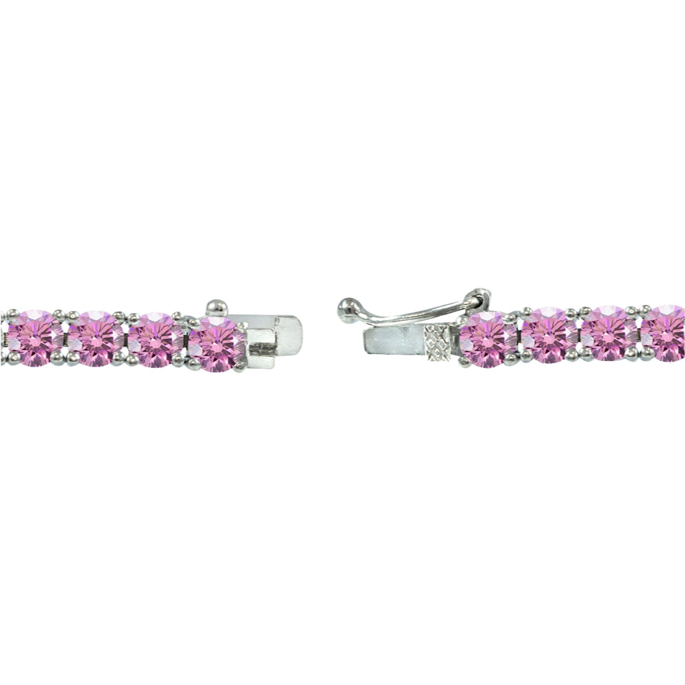 Sterling Silver Light Rose 4mm Round Tennis Bracelet Made with Swarovski Crystals-2