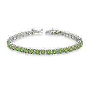 Sterling Silver Light Green 4mm Round Tennis Bracelet Made with Swarovski Crystals