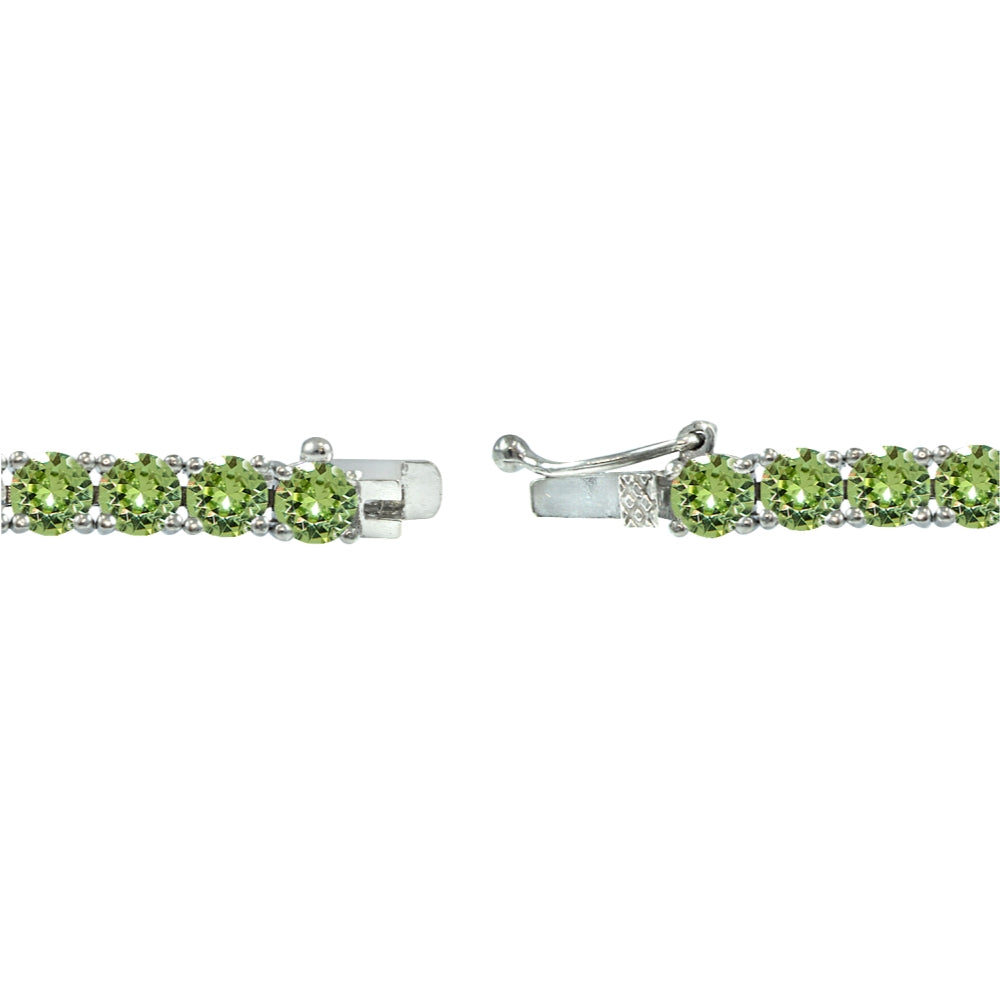Sterling Silver Light Green 4mm Round Tennis Bracelet Made with Swarovski Crystals-2