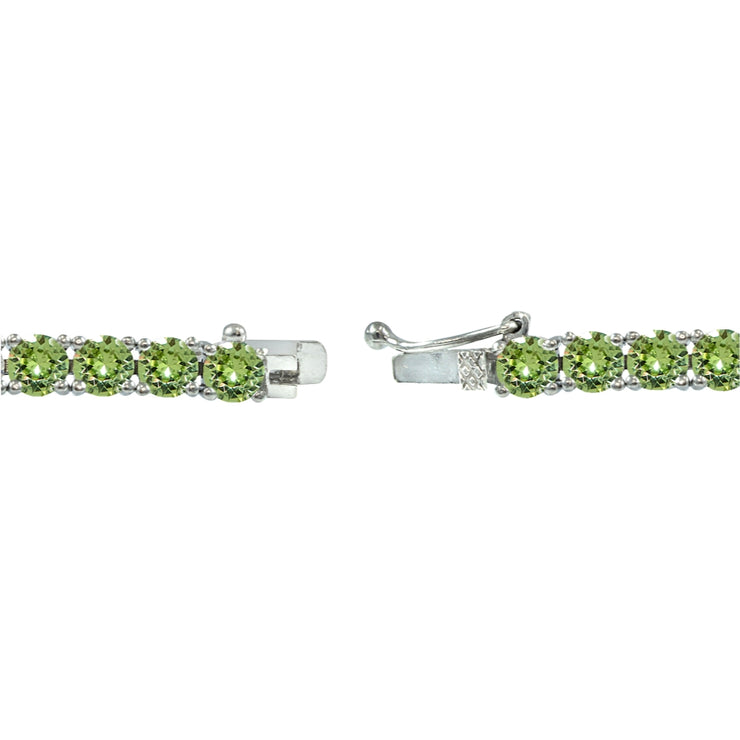 Sterling Silver Light Green 4mm Round Tennis Bracelet Made with Swarovski Crystals