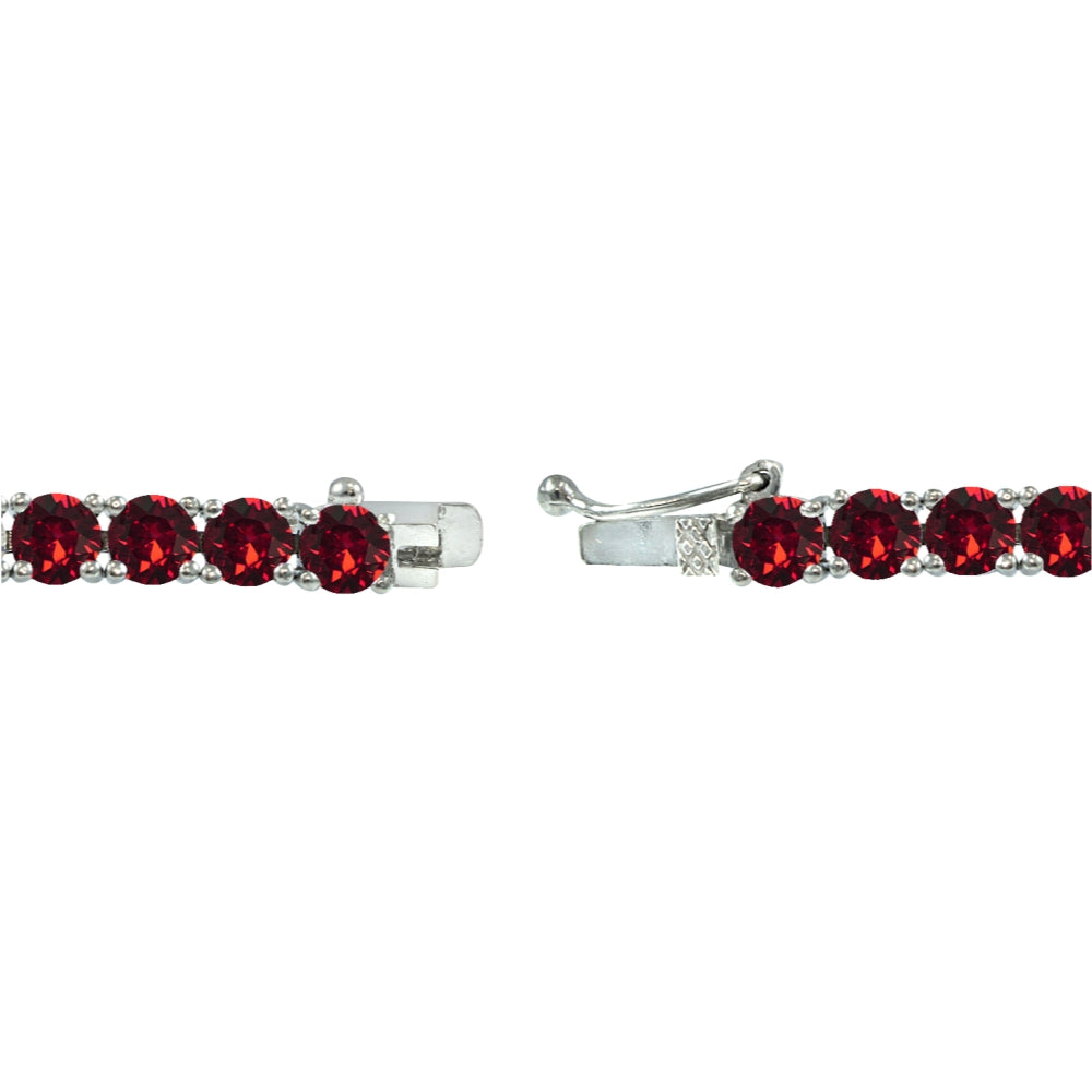 Sterling Silver Red 4mm Round Tennis Bracelet Made with Swarovski Crystals-2