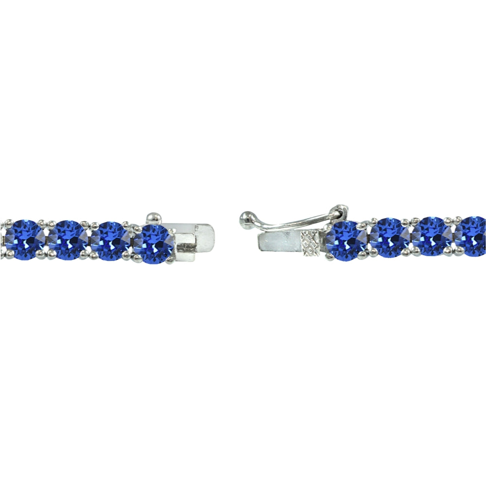 Sterling Silver Royal Blue 4mm Round Tennis Bracelet Made with Swarovski Crystals-2