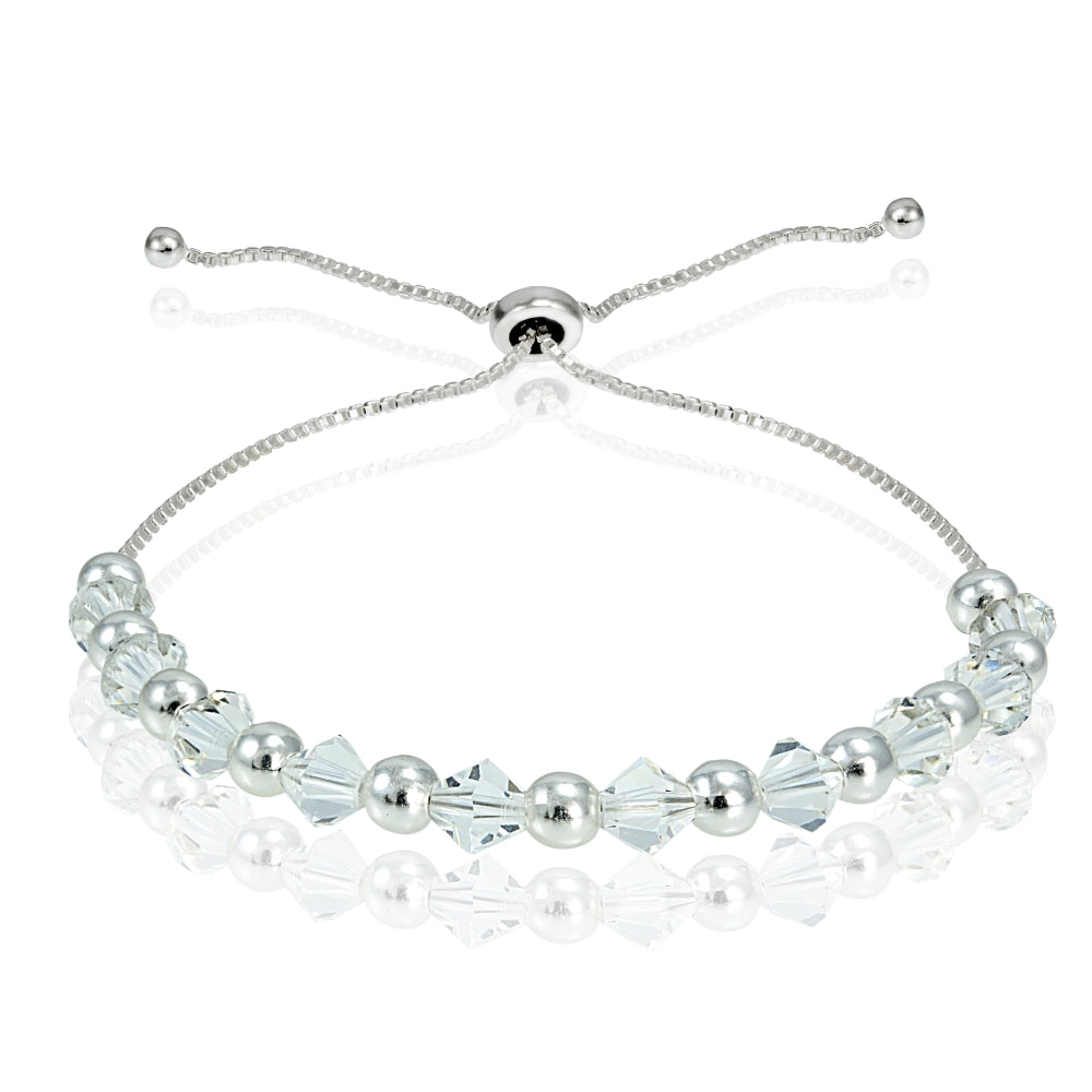 Sterling Silver Adjustable Bracelet with Clear Swarovski Elements