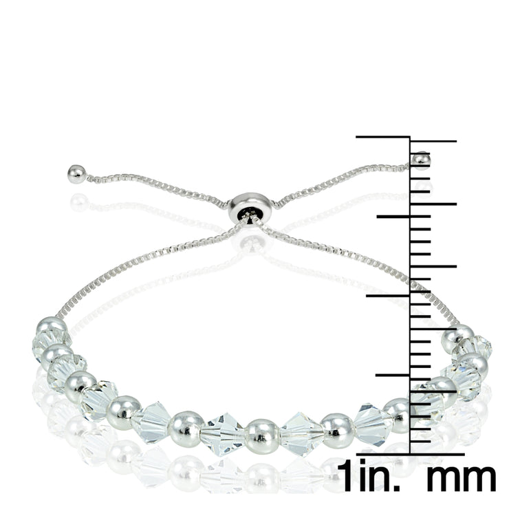 Sterling Silver Adjustable Bracelet with Clear Swarovski Elements