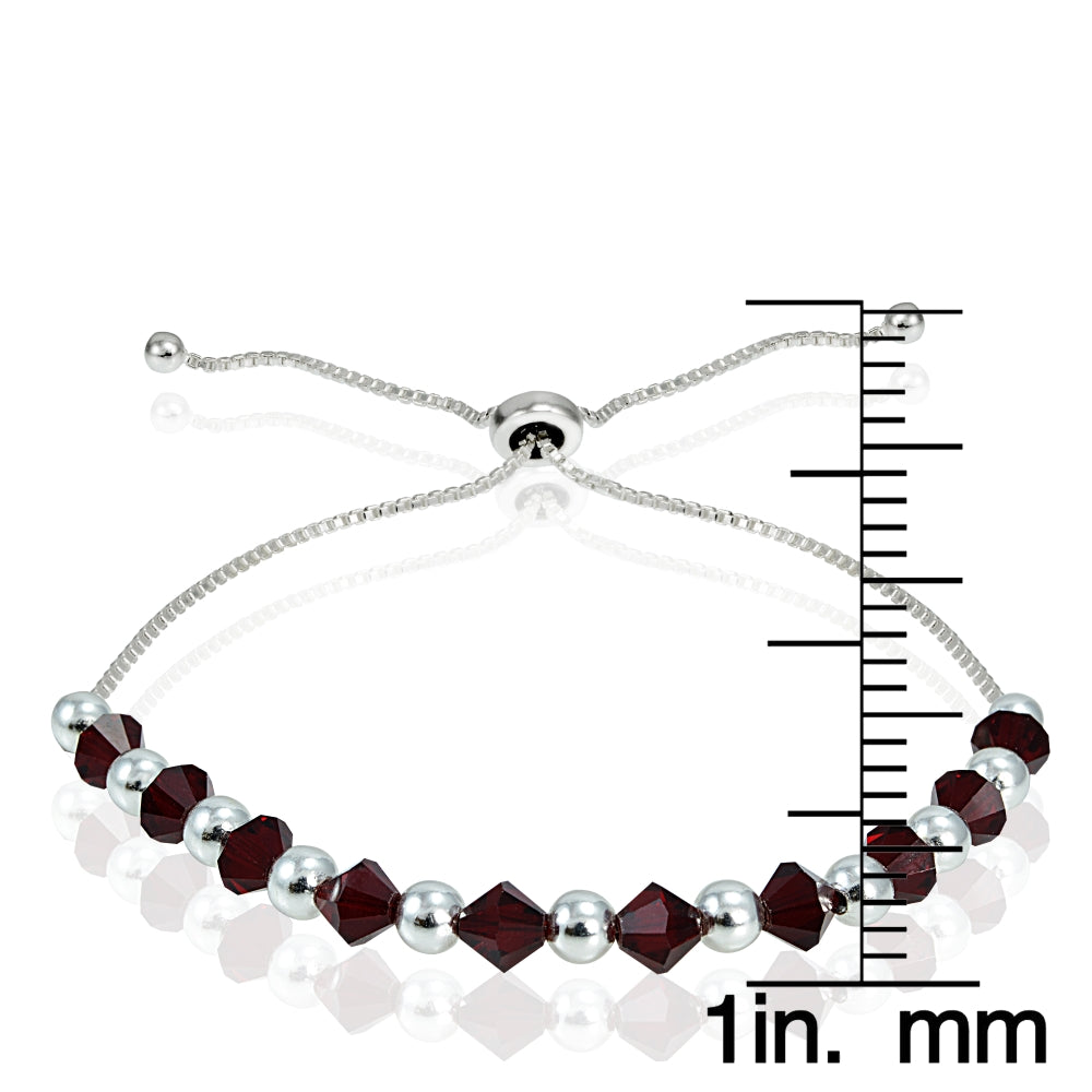 Sterling Silver Red Swarovski Crystal Adjustable Bolo Bracelet-4
