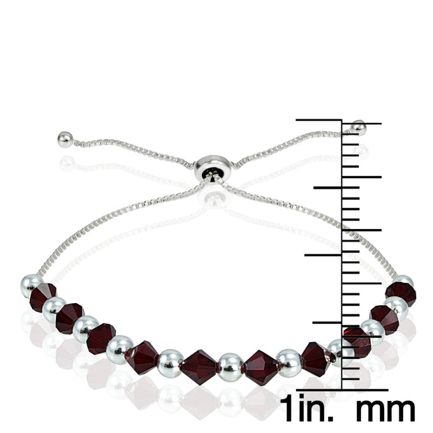 Sterling Silver Adjustable Bracelet with Red Swarovski Elements