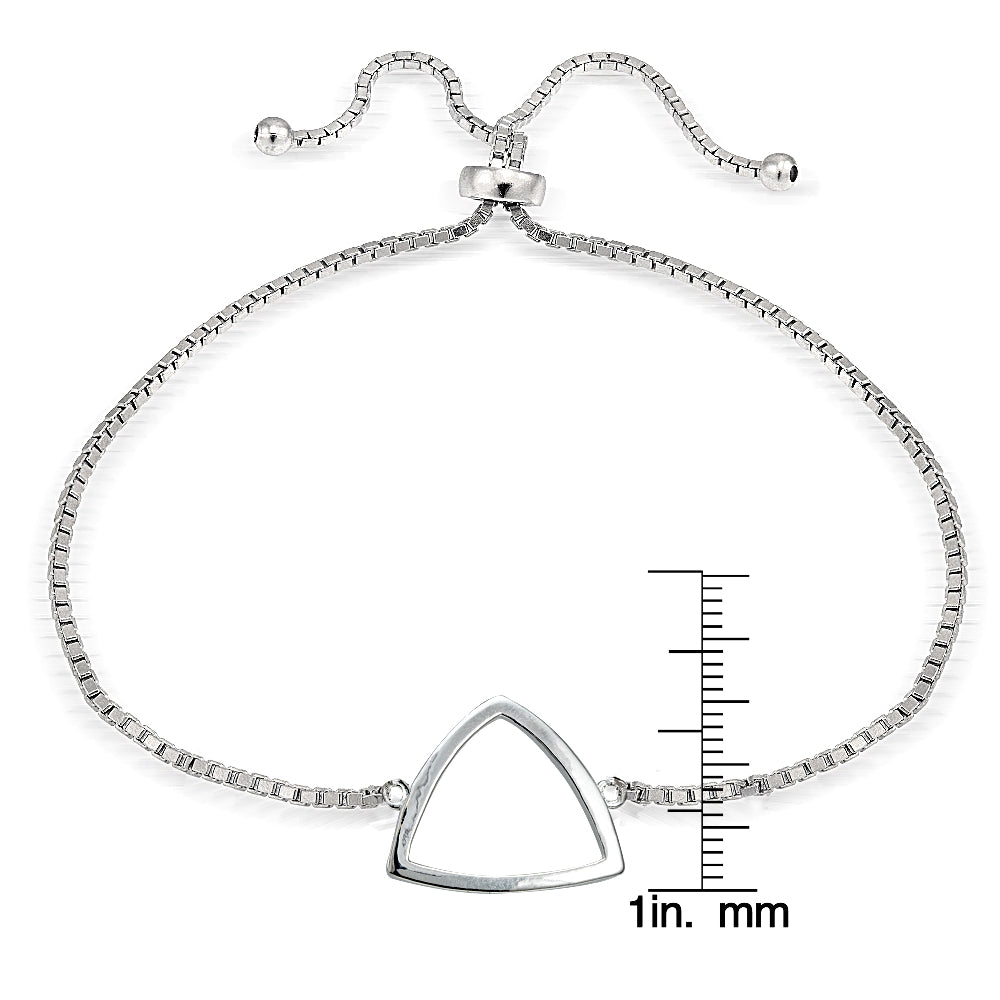 Sterling Silver Fancy Triangle Polished Adjustable Bracelet-3