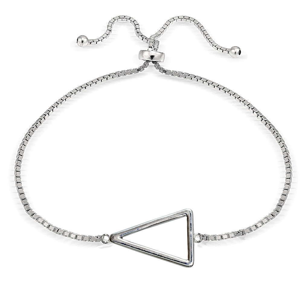 Sterling Silver Triangle Polished Adjustable Bracelet