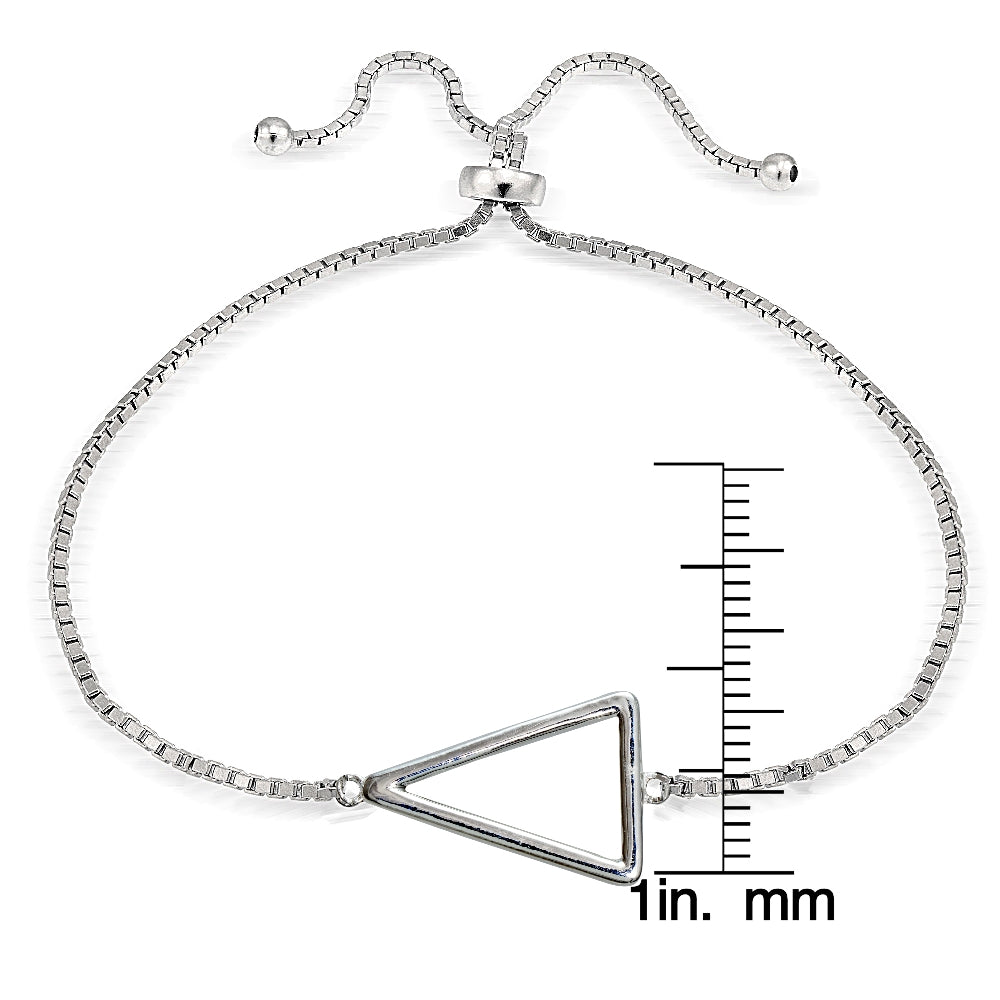Sterling Silver Polished Triangle Charm Adjustable Bolo Bracelet-3