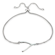 Sterling Silver Wishbone Polished Adjustable Bracelet