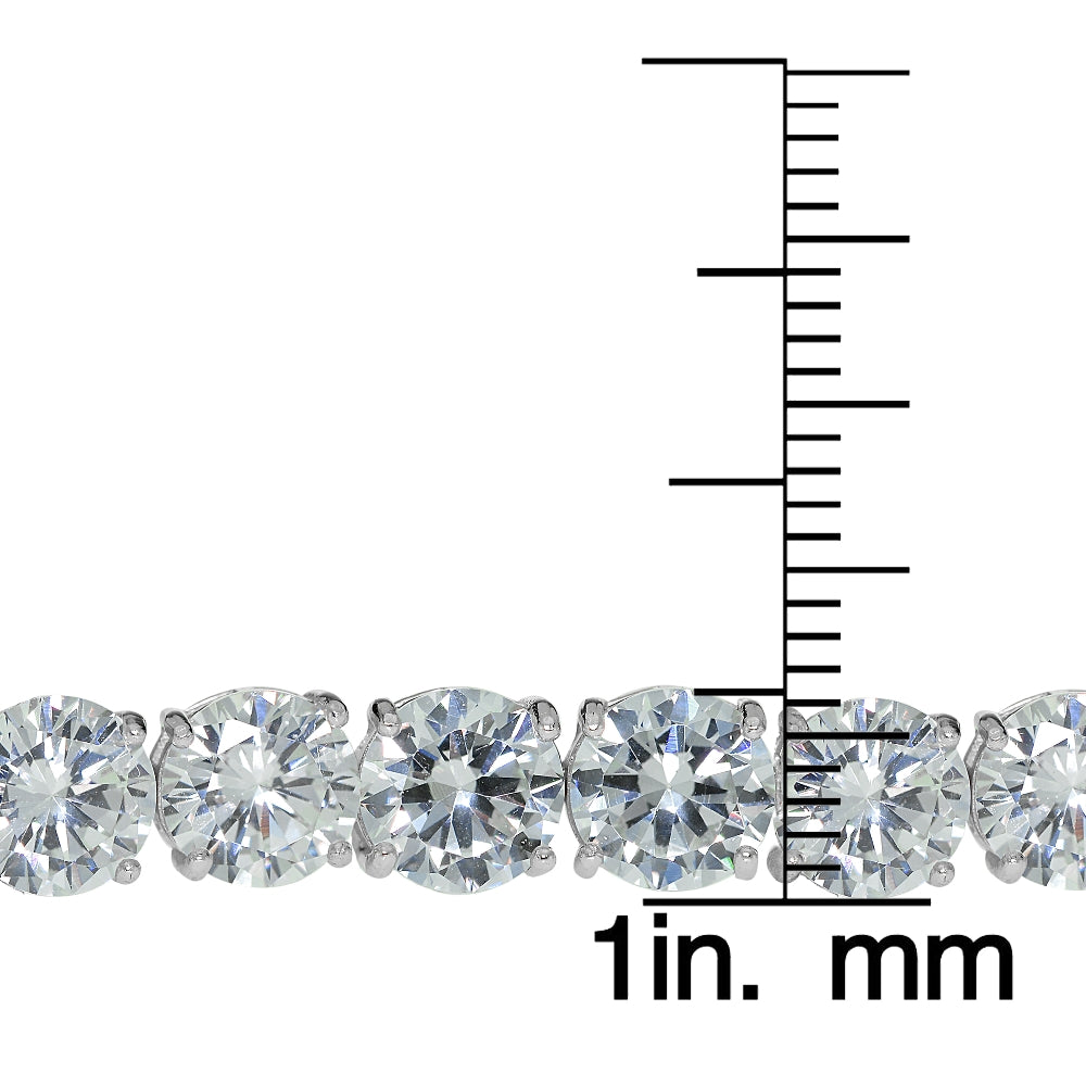 Sterling Silver 7mm Round Cubic  Zirconia Tennis Bracelet-3