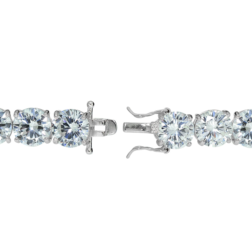 Sterling Silver 9mm Round Cubic  Zirconia Tennis Bracelet-2