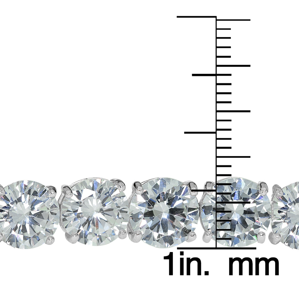 Sterling Silver 9mm Round Cubic  Zirconia Tennis Bracelet-3