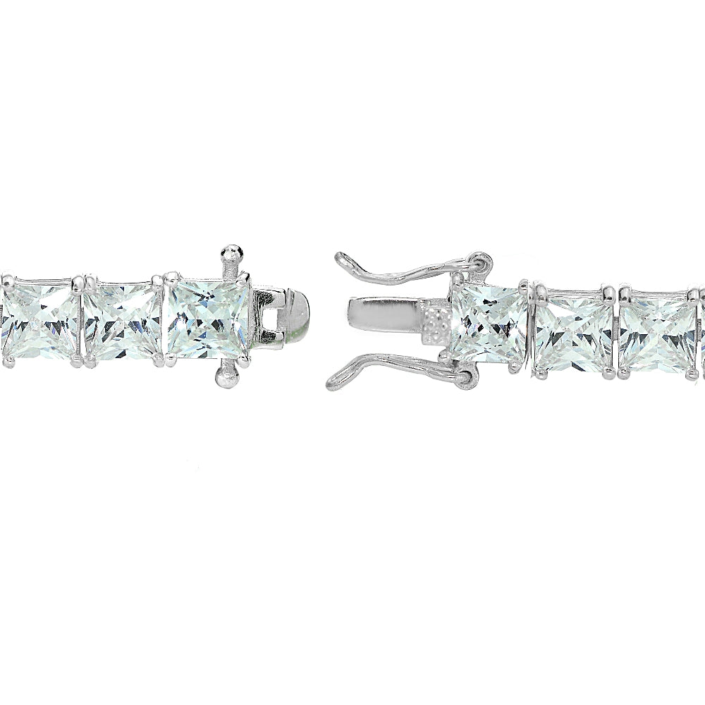 Sterling Silver Princess-cut Cubic  Zirconia 5x5mm Tennis Bracelet-2