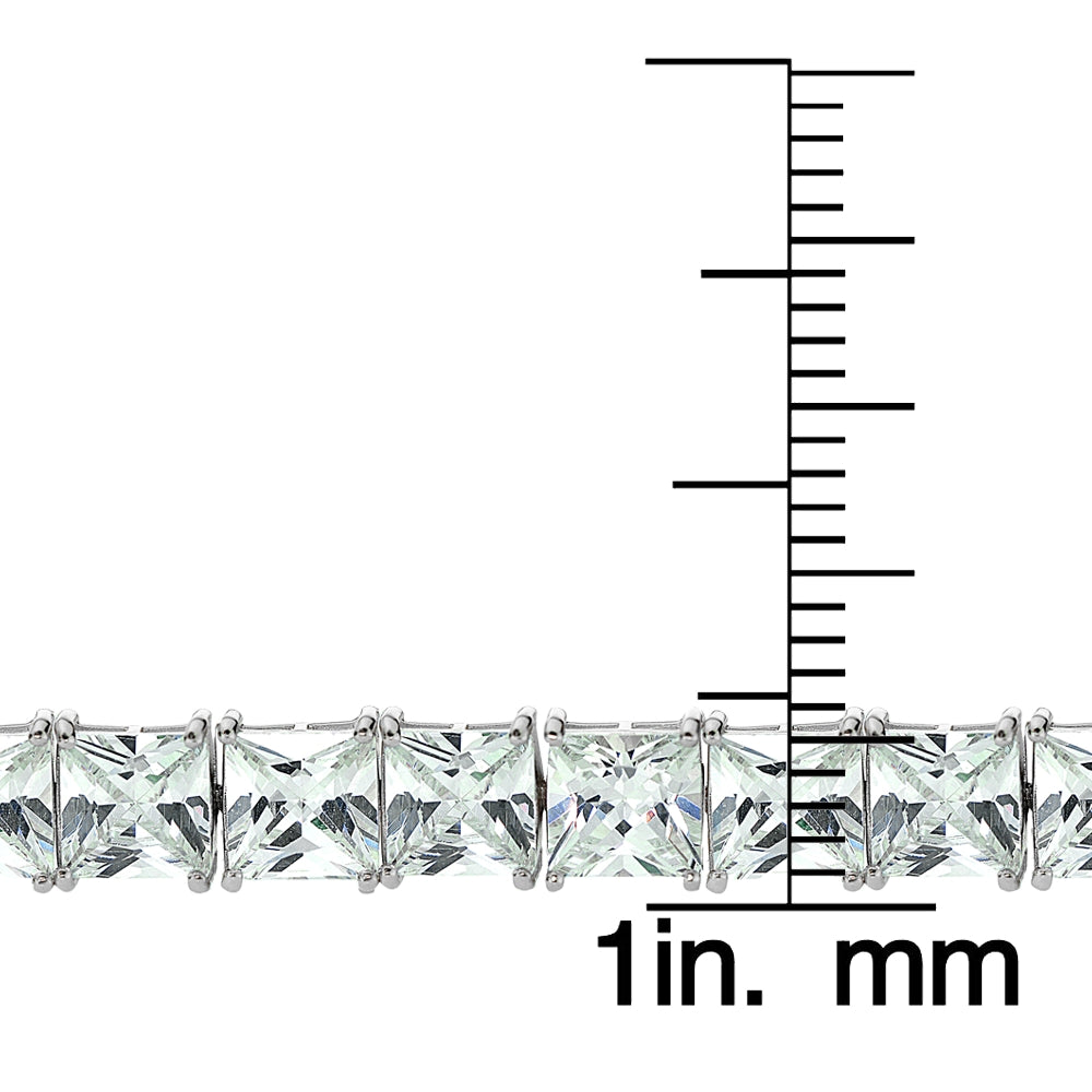 Sterling Silver Princess-cut Cubic  Zirconia 5x5mm Tennis Bracelet-3