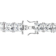 Sterling Silver Princess-cut Cubic  Zirconia 6x6mm Tennis Bracelet