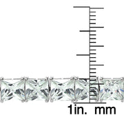 Sterling Silver Princess-cut Cubic  Zirconia 6x6mm Tennis Bracelet