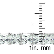 Sterling Silver Princess-cut Cubic  Zirconia 7x7mm Tennis Bracelet