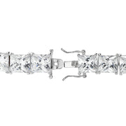 Sterling Silver Princess-cut Cubic  Zirconia 8x8mm Tennis Bracelet