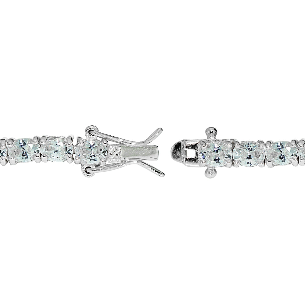 Sterling Silver Oval Cubic  Zirconia 4x3mm Tennis Bracelet-2