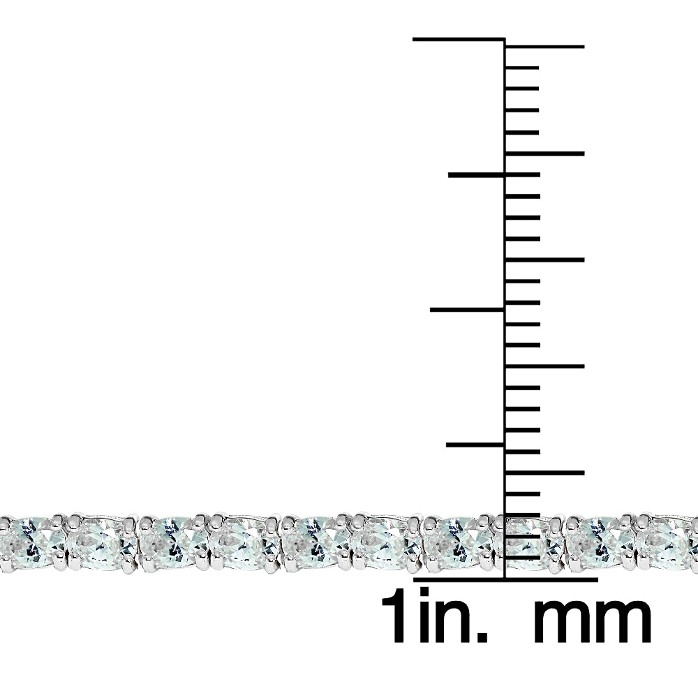 Sterling Silver Oval Cubic  Zirconia 4x3mm Tennis Bracelet-3