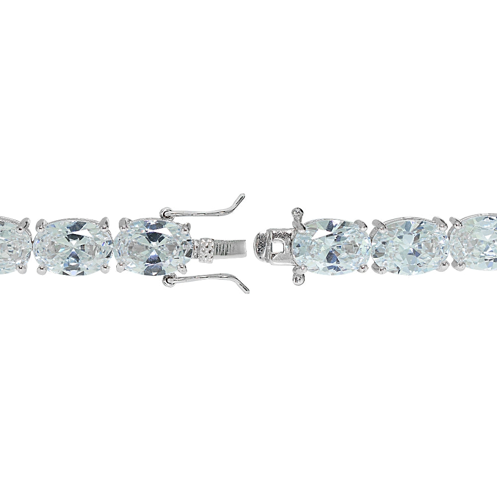 Sterling Silver Oval Cubic  Zirconia 7x5mm Tennis Bracelet-2