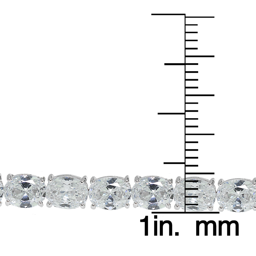 Sterling Silver Oval Cubic  Zirconia 7x5mm Tennis Bracelet-3