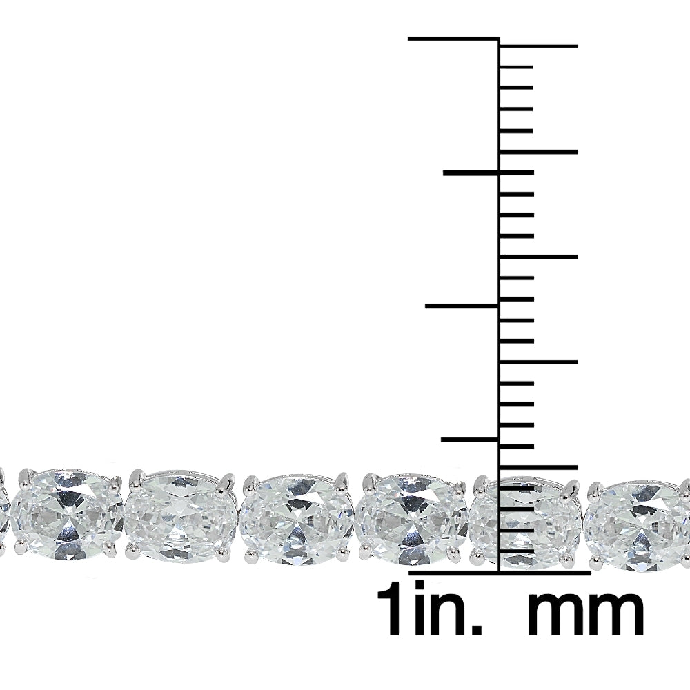 Sterling Silver Oval Cubic  Zirconia 8x6mm Tennis Bracelet-2