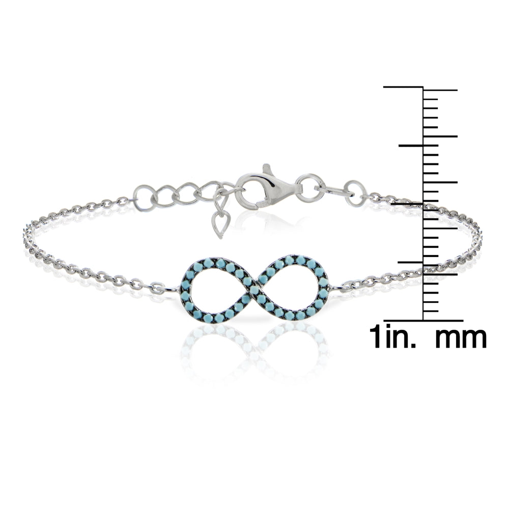 Sterling Silver Nano Created Turquoise Infinity Chain Bracelet-3