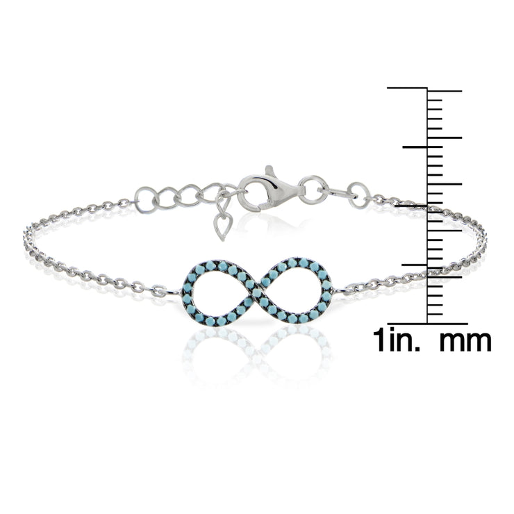 Sterling Silver Nano Created Turquoise Infinity Chain Bracelet