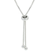 Sterling Silver Created White Opal Figure 8 Infinity Adjustable Bolo Bracelet