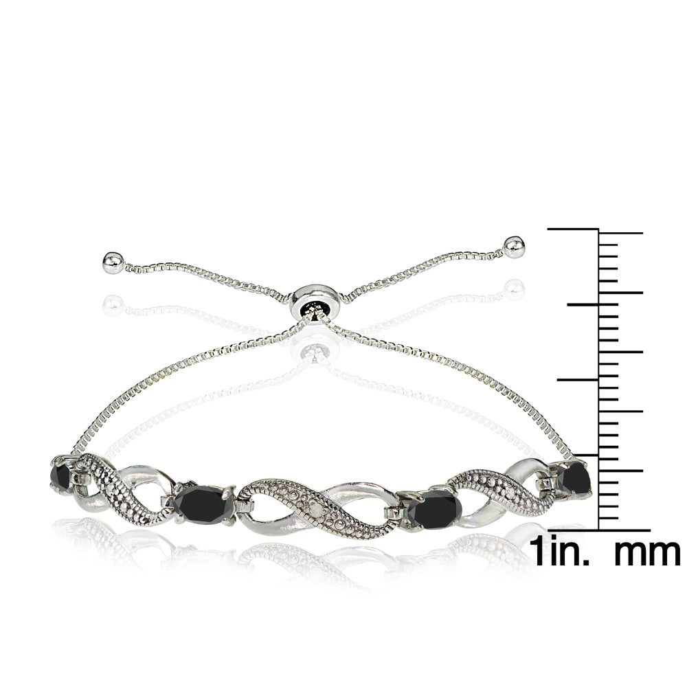 Sterling Silver Sapphire and Diamond Accent Infinity Adjustable Bracelet-4